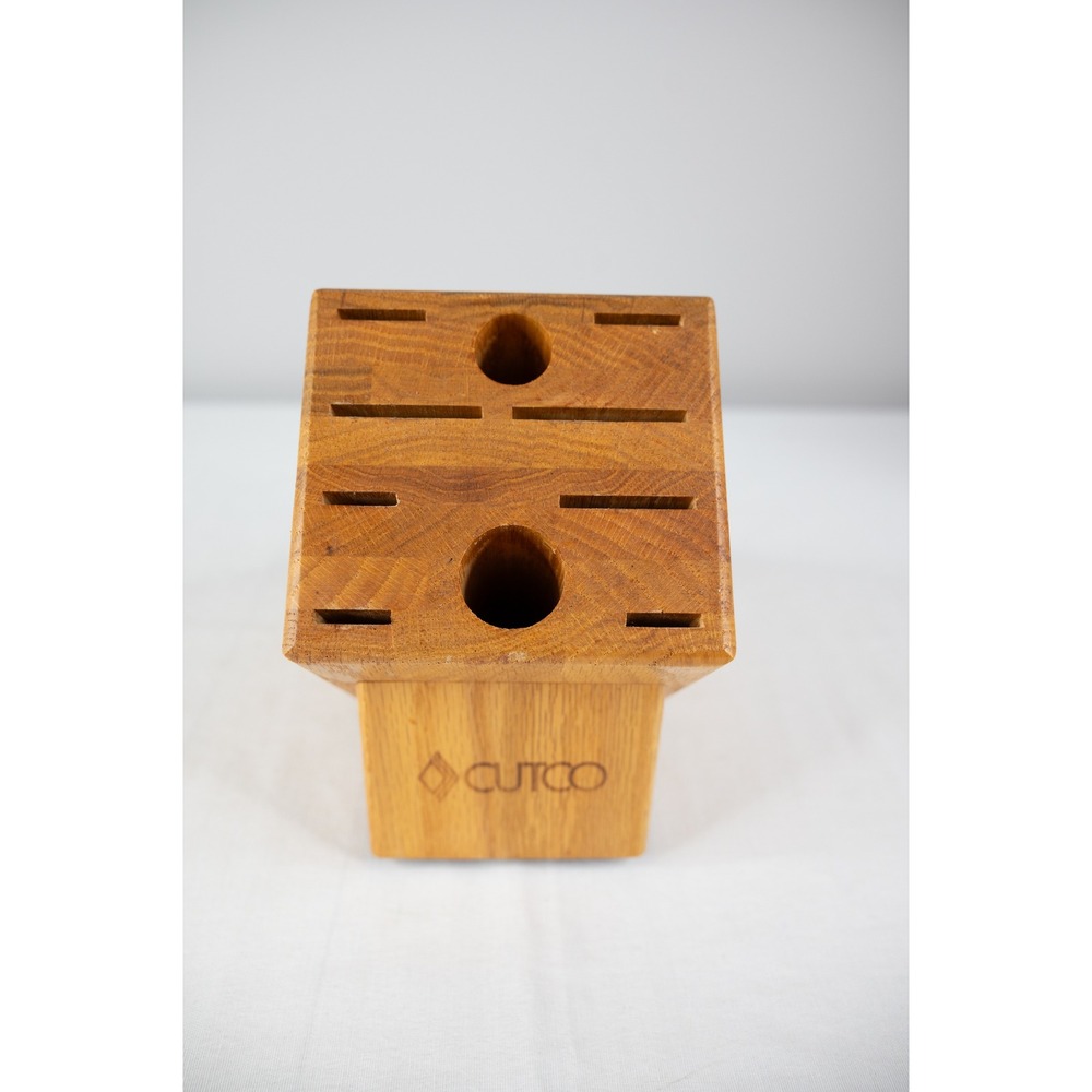 Cutco Knife Block Kitchen Storage Homemaker 10 Slot Made in USA honey oak wood